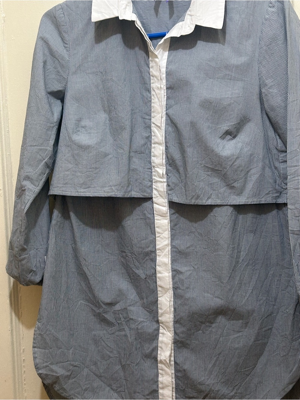 Seraphine Nursing & Maternity Shirt Sz 4 Blue & White Stripe Layered Cotton